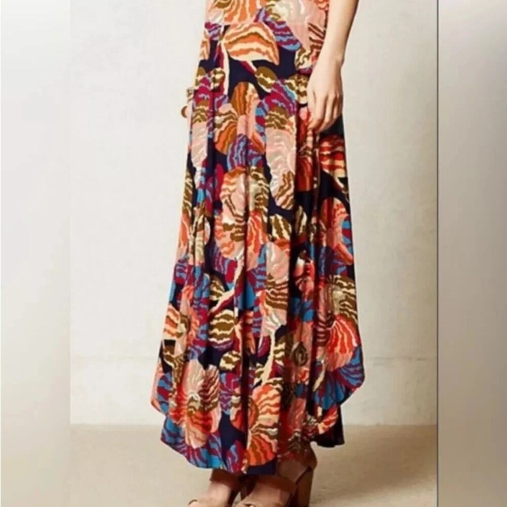 Anthropologie HD in Paris Tigridia Floral Maxi Skirt XS High Low Boho Slit